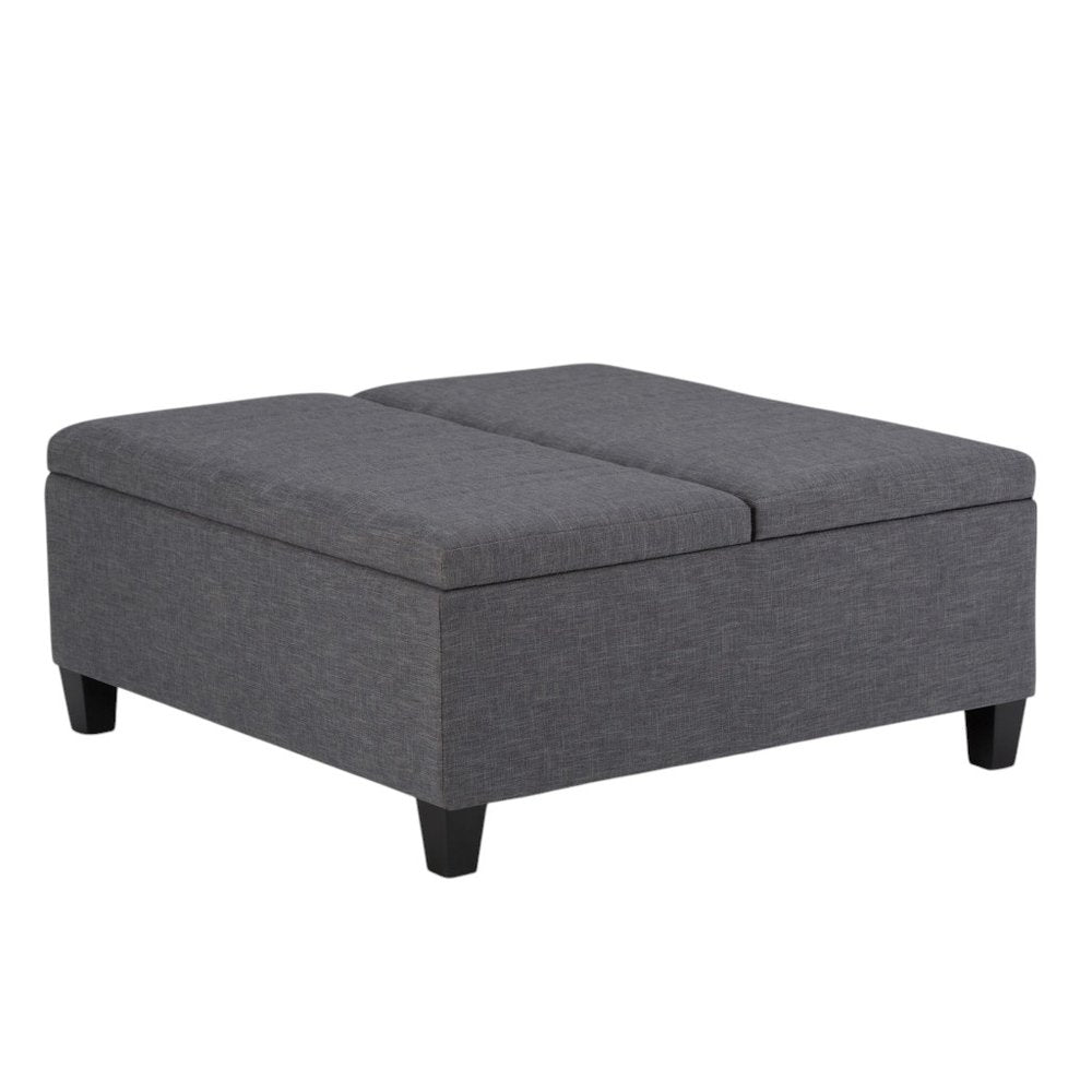 36" Slate Gray And Espresso Upholstery Ottoman With Storage HomeRoots