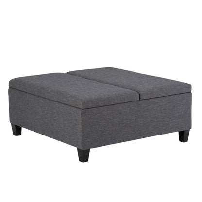 36" Slate Gray And Espresso Upholstery Ottoman With Storage HomeRoots