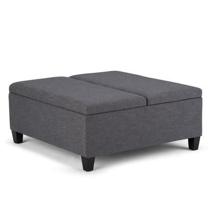 36" Slate Gray And Espresso Upholstery Ottoman With Storage HomeRoots