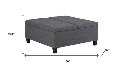 36" Slate Gray And Espresso Upholstery Ottoman With Storage HomeRoots