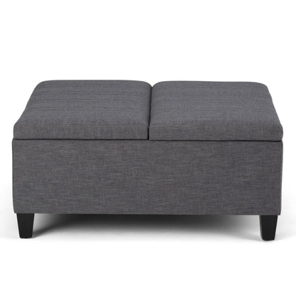 36" Slate Gray And Espresso Upholstery Ottoman With Storage HomeRoots