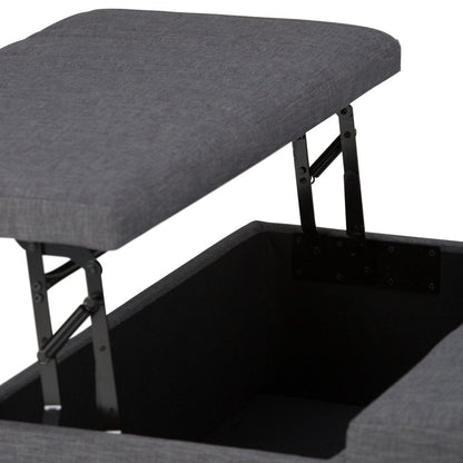 36" Slate Gray And Espresso Upholstery Ottoman With Storage HomeRoots