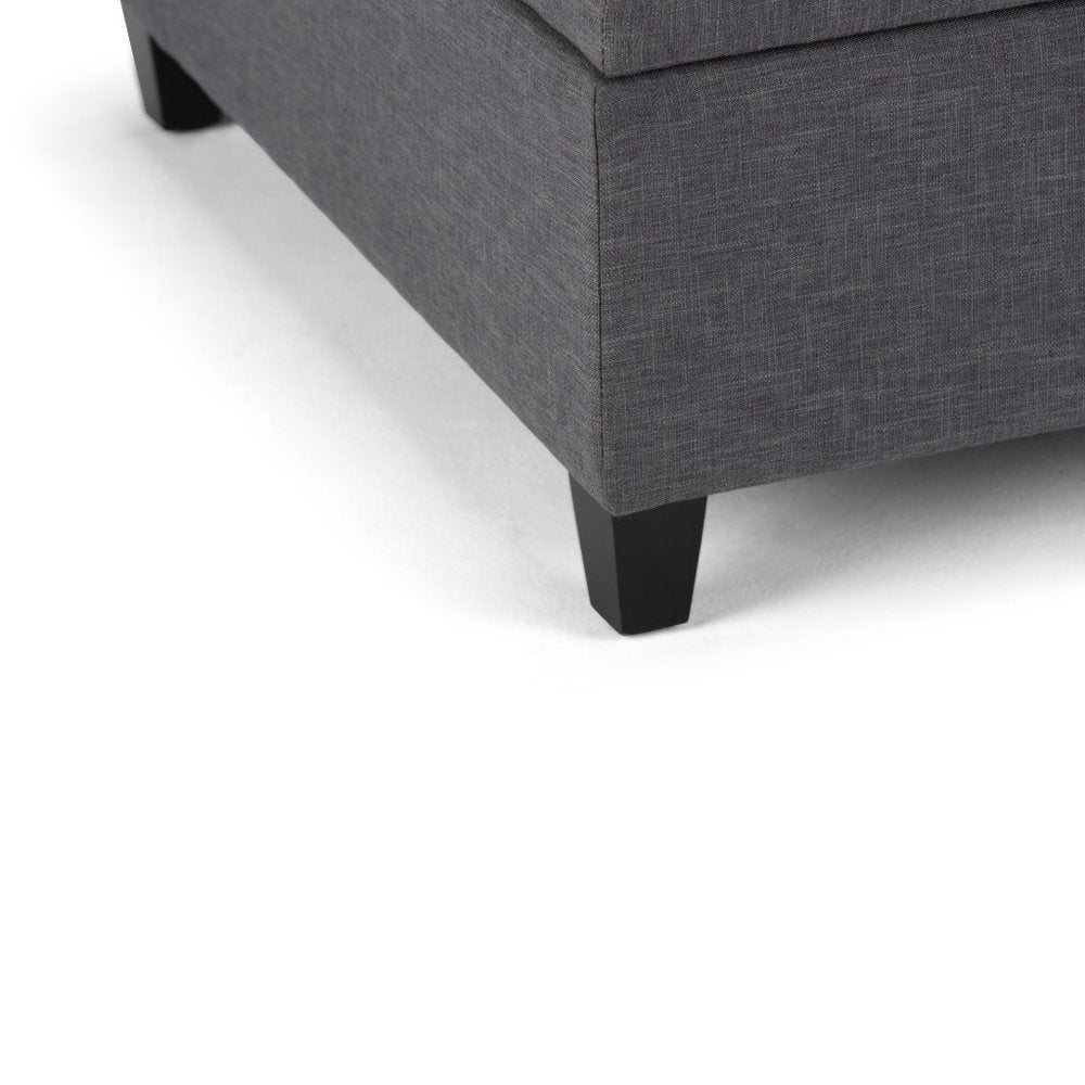 36" Slate Gray And Espresso Upholstery Ottoman With Storage HomeRoots