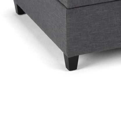 36" Slate Gray And Espresso Upholstery Ottoman With Storage HomeRoots