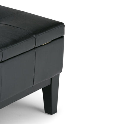 36" Black And Dark Brown Faux Leather Tufted Ottoman With Storage HomeRoots