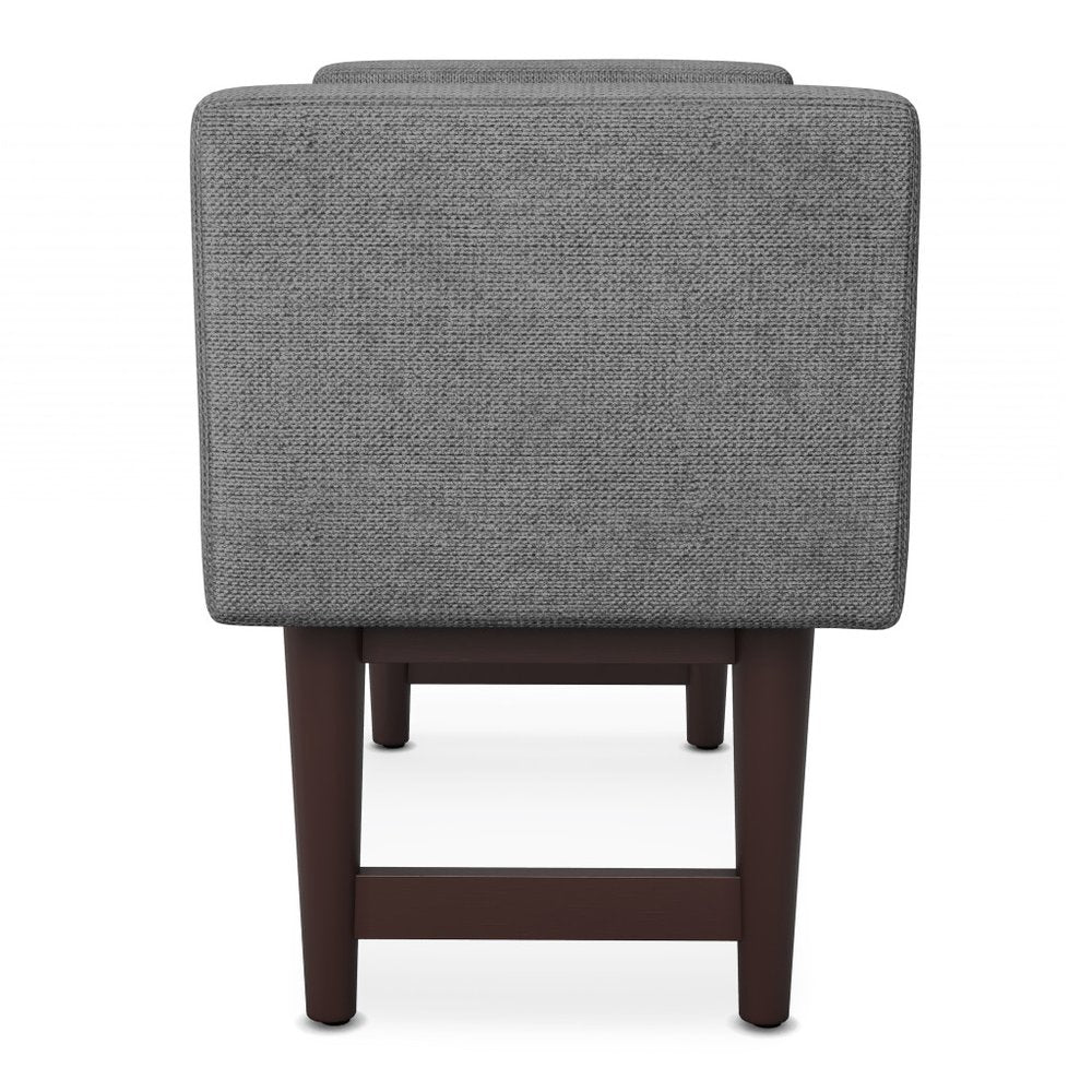 29" Teal Blue And Walnut Linen Ottoman HomeRoots