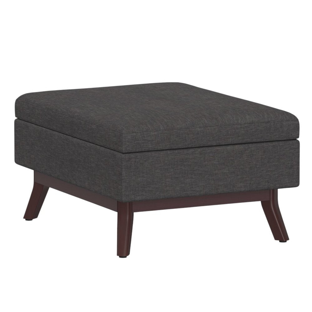34" Natural And Brown Upholstery Ottoman With Storage HomeRoots
