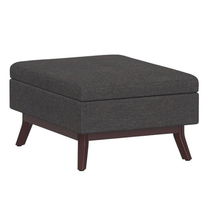 34" Natural And Brown Upholstery Ottoman With Storage HomeRoots