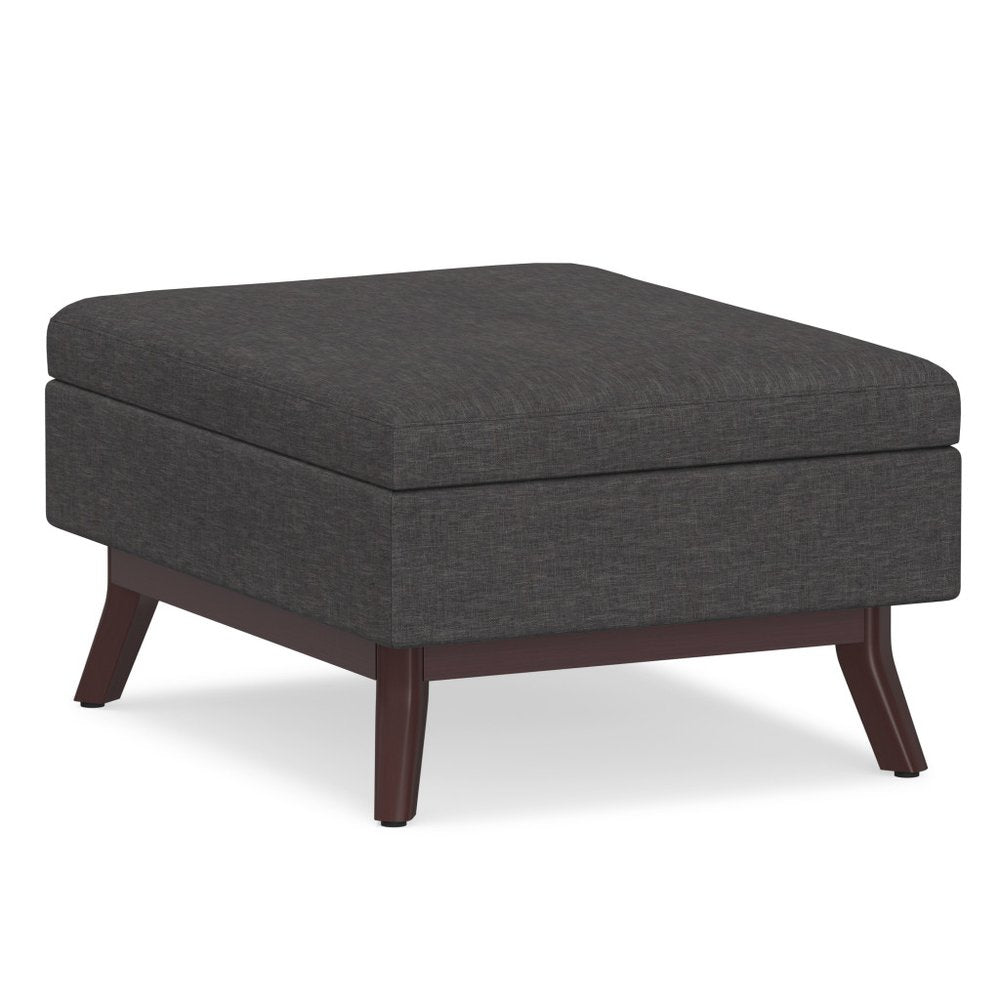 34" Natural And Brown Upholstery Ottoman With Storage HomeRoots