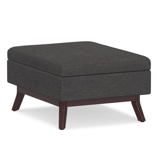 34" Cloud And Brown Upholstery Ottoman With Storage