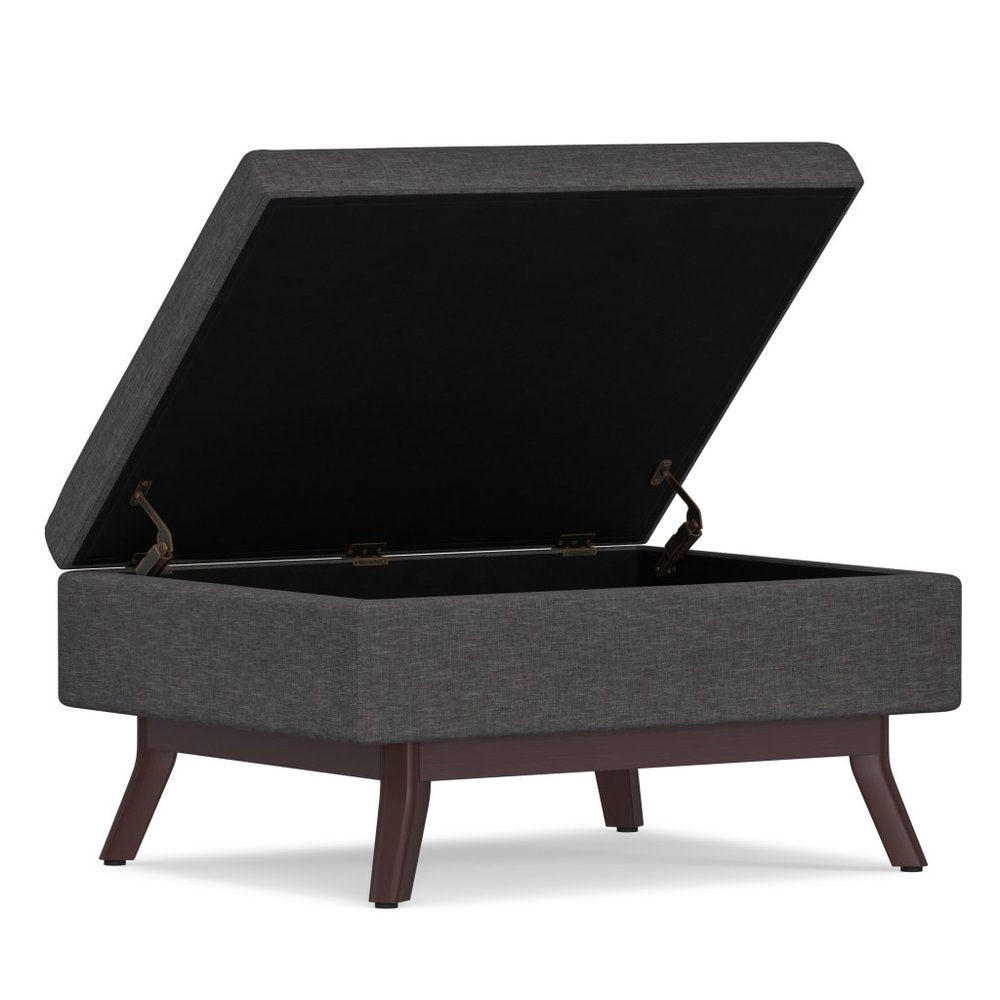 34" Natural And Brown Upholstery Ottoman With Storage — view 2