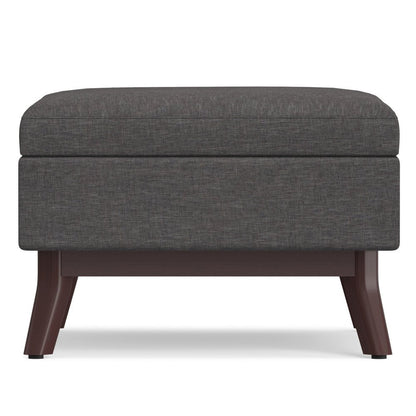 34" Natural And Brown Upholstery Ottoman With Storage HomeRoots