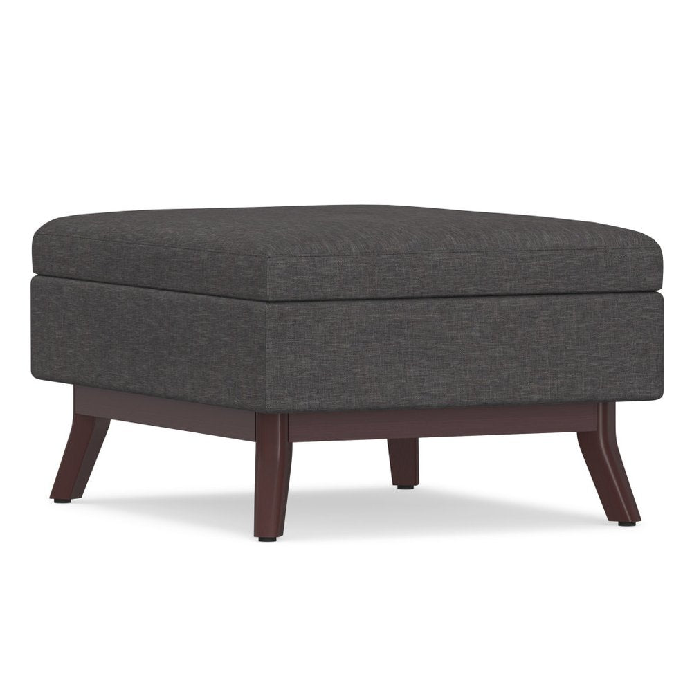 34" Natural And Brown Upholstery Ottoman With Storage HomeRoots