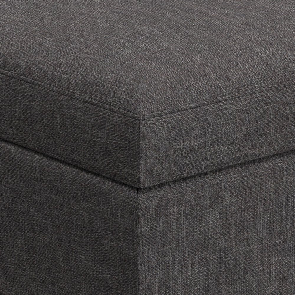 34" Natural And Brown Upholstery Ottoman With Storage HomeRoots