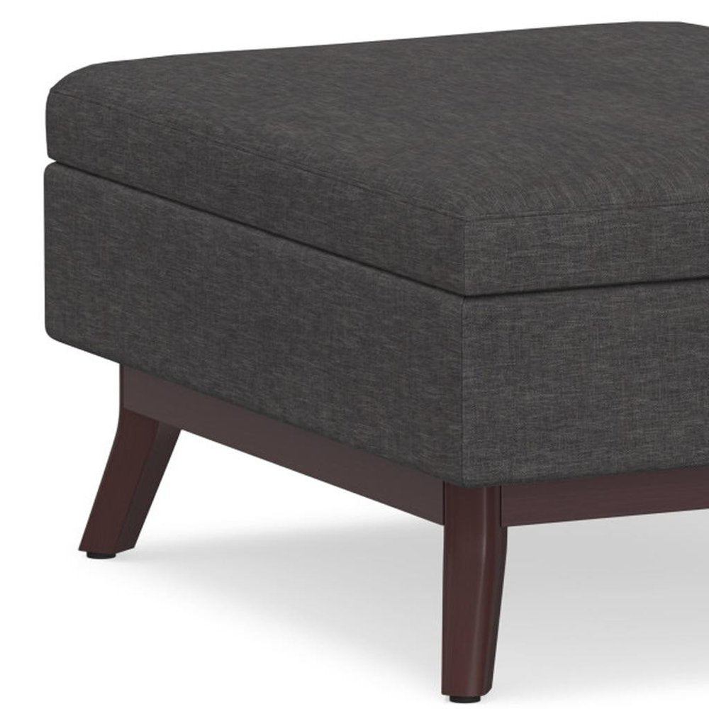 34" Natural And Brown Upholstery Ottoman With Storage — view 7