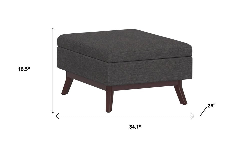34" Natural And Brown Upholstery Ottoman With Storage HomeRoots