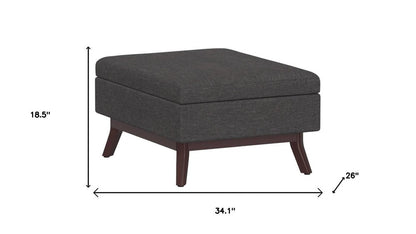 34" Natural And Brown Upholstery Ottoman With Storage HomeRoots