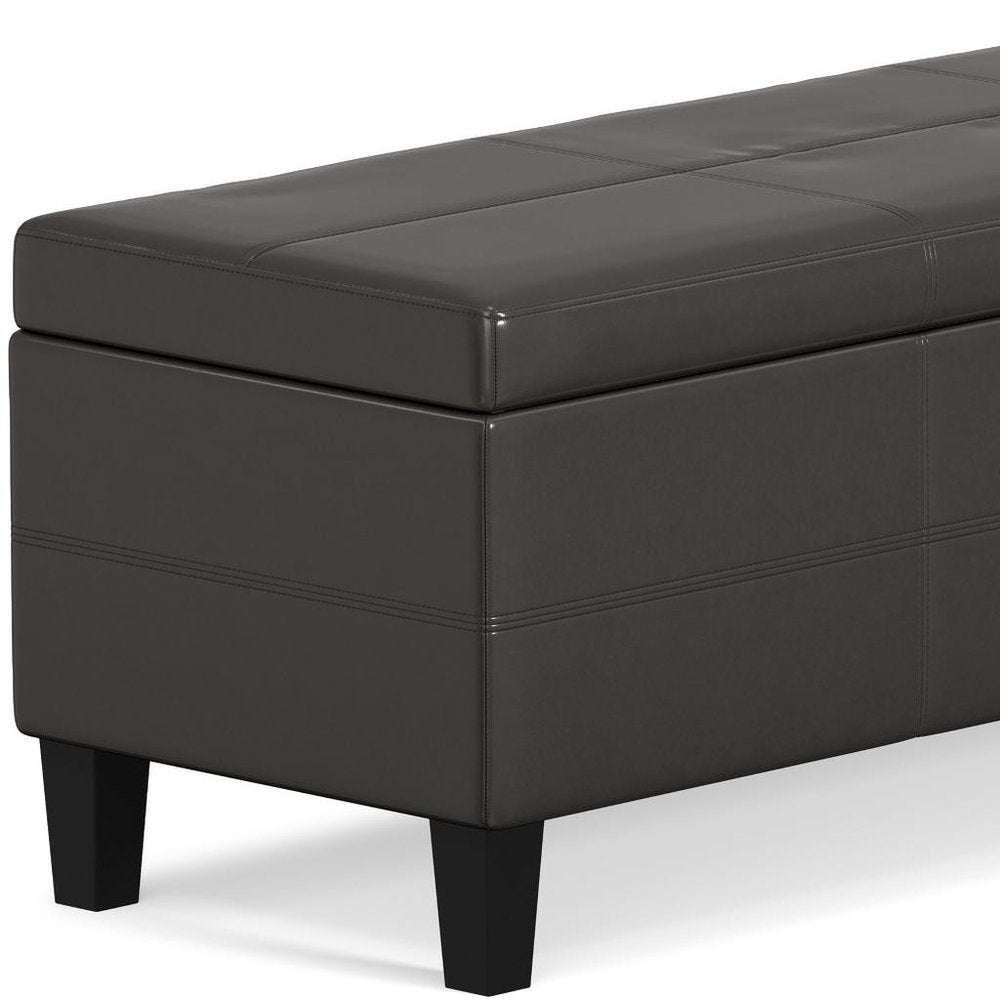 48" Brown And Dark Brown Faux Leather Ottoman With Storage HomeRoots