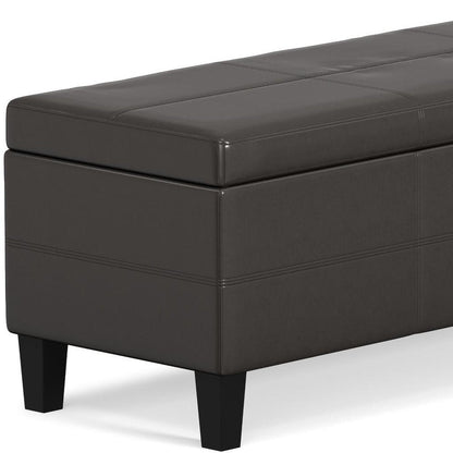 48" Brown And Dark Brown Faux Leather Ottoman With Storage HomeRoots