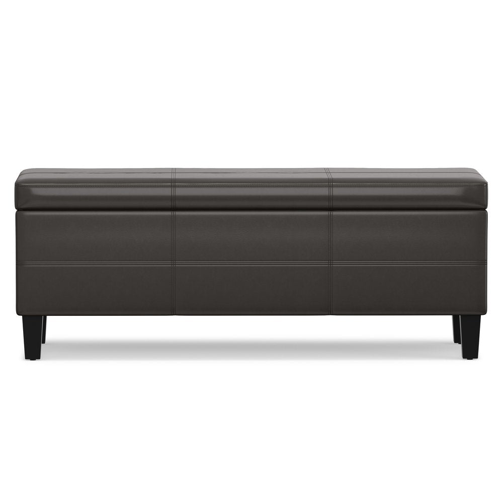 48" Brown And Dark Brown Faux Leather Ottoman With Storage HomeRoots