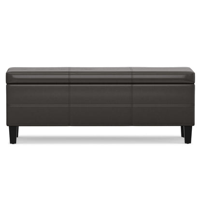 48" Brown And Dark Brown Faux Leather Ottoman With Storage HomeRoots