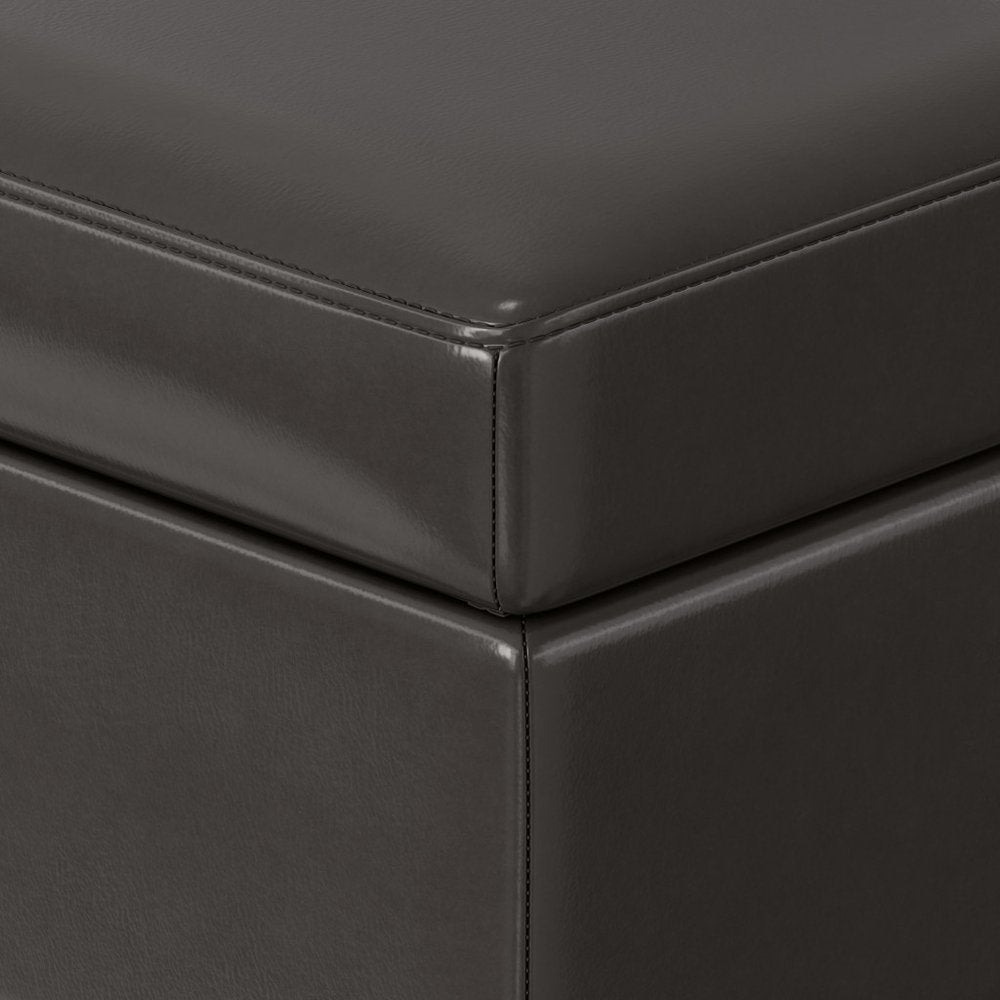 48" Brown And Dark Brown Faux Leather Ottoman With Storage — view 5