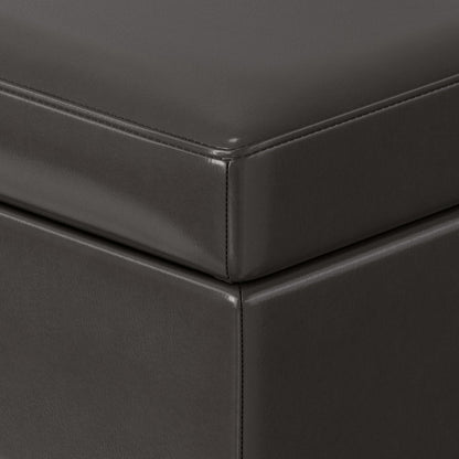 48" Brown And Dark Brown Faux Leather Ottoman With Storage HomeRoots