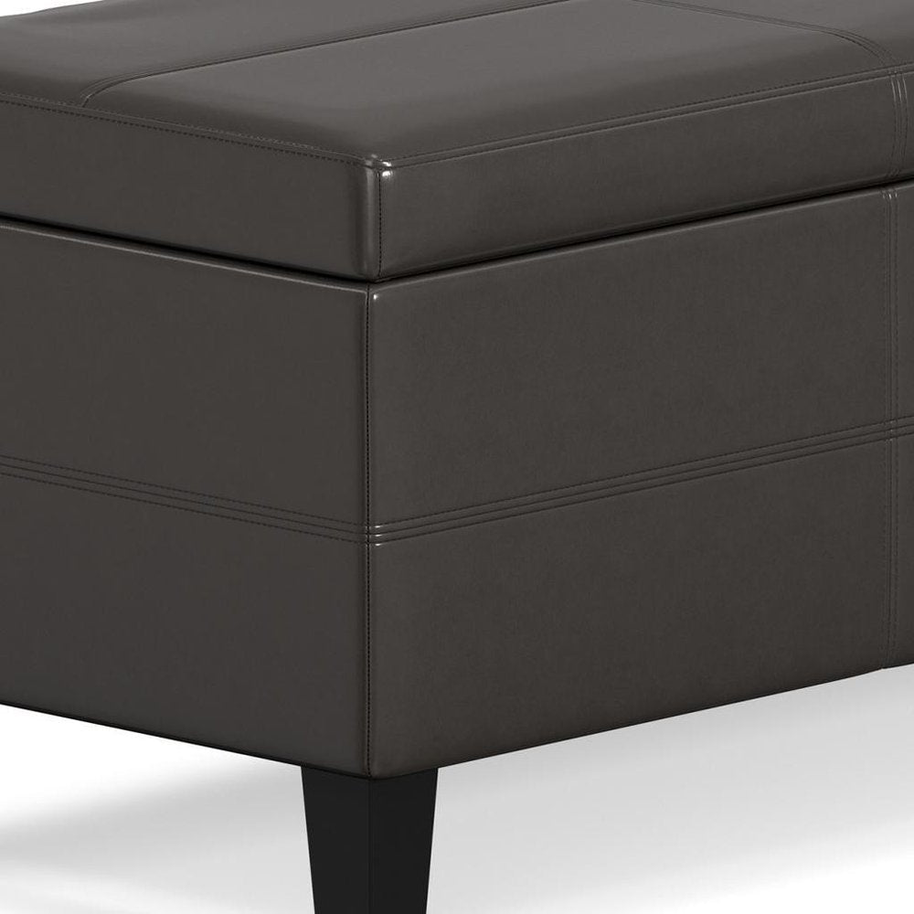 48" Brown And Dark Brown Faux Leather Ottoman With Storage HomeRoots