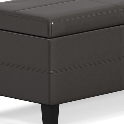 48" Brown And Dark Brown Faux Leather Ottoman With Storage HomeRoots
