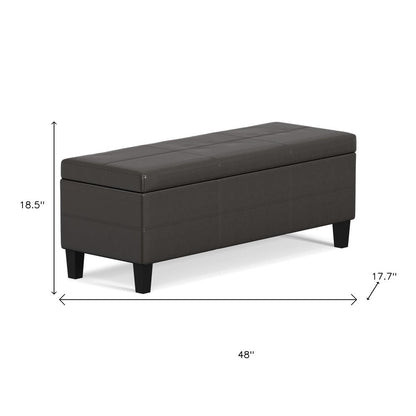 48" Brown And Dark Brown Faux Leather Ottoman With Storage HomeRoots