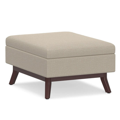 34" Natural And Brown Upholstery Ottoman With Storage HomeRoots