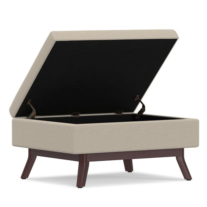 34" Natural And Brown Upholstery Ottoman With Storage HomeRoots