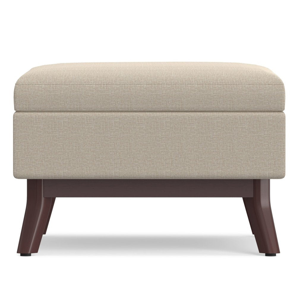 34" Natural And Brown Upholstery Ottoman With Storage — view 12