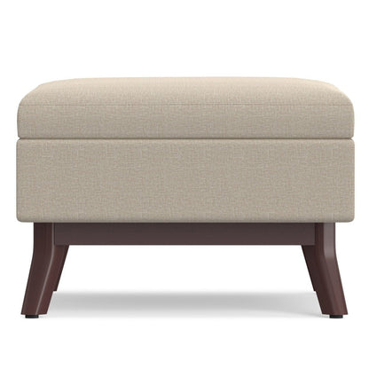 34" Natural And Brown Upholstery Ottoman With Storage HomeRoots