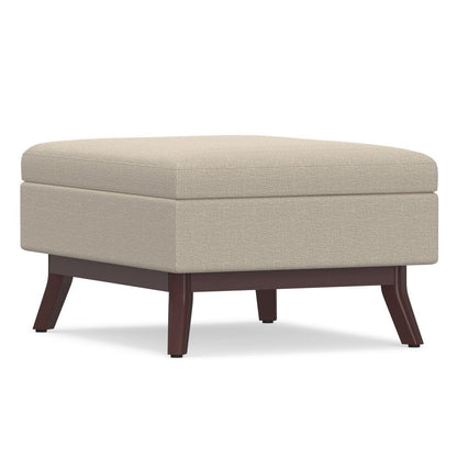 34" Natural And Brown Upholstery Ottoman With Storage HomeRoots
