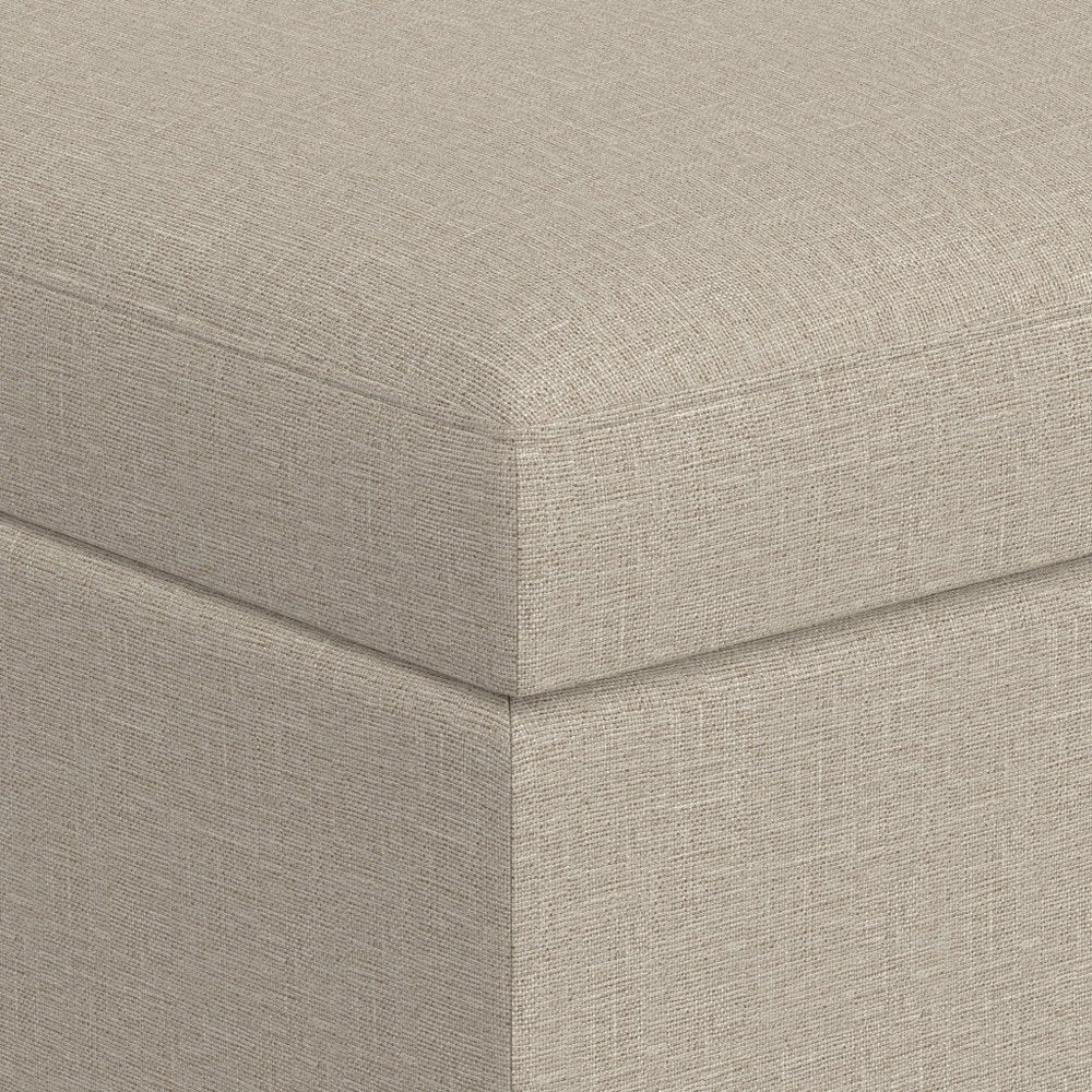 34" Natural And Brown Upholstery Ottoman With Storage — view 14