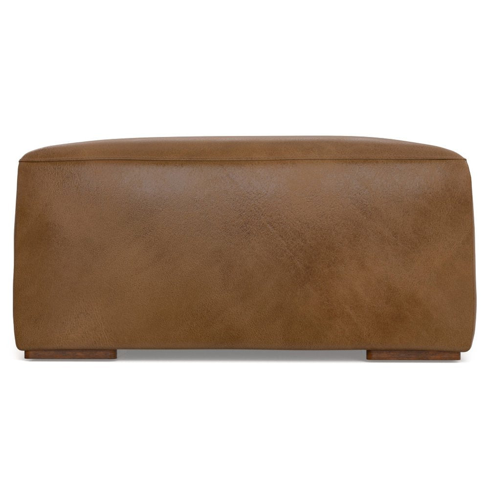 34" Sienna and Brown Leather Ottoman — view 12