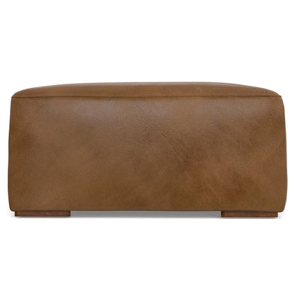 34" Sienna and Brown Leather Ottoman HomeRoots