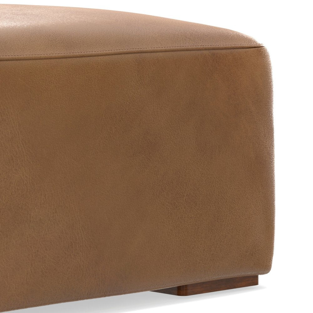 34" Brown Leather Cocktail Ottoman — view 13
