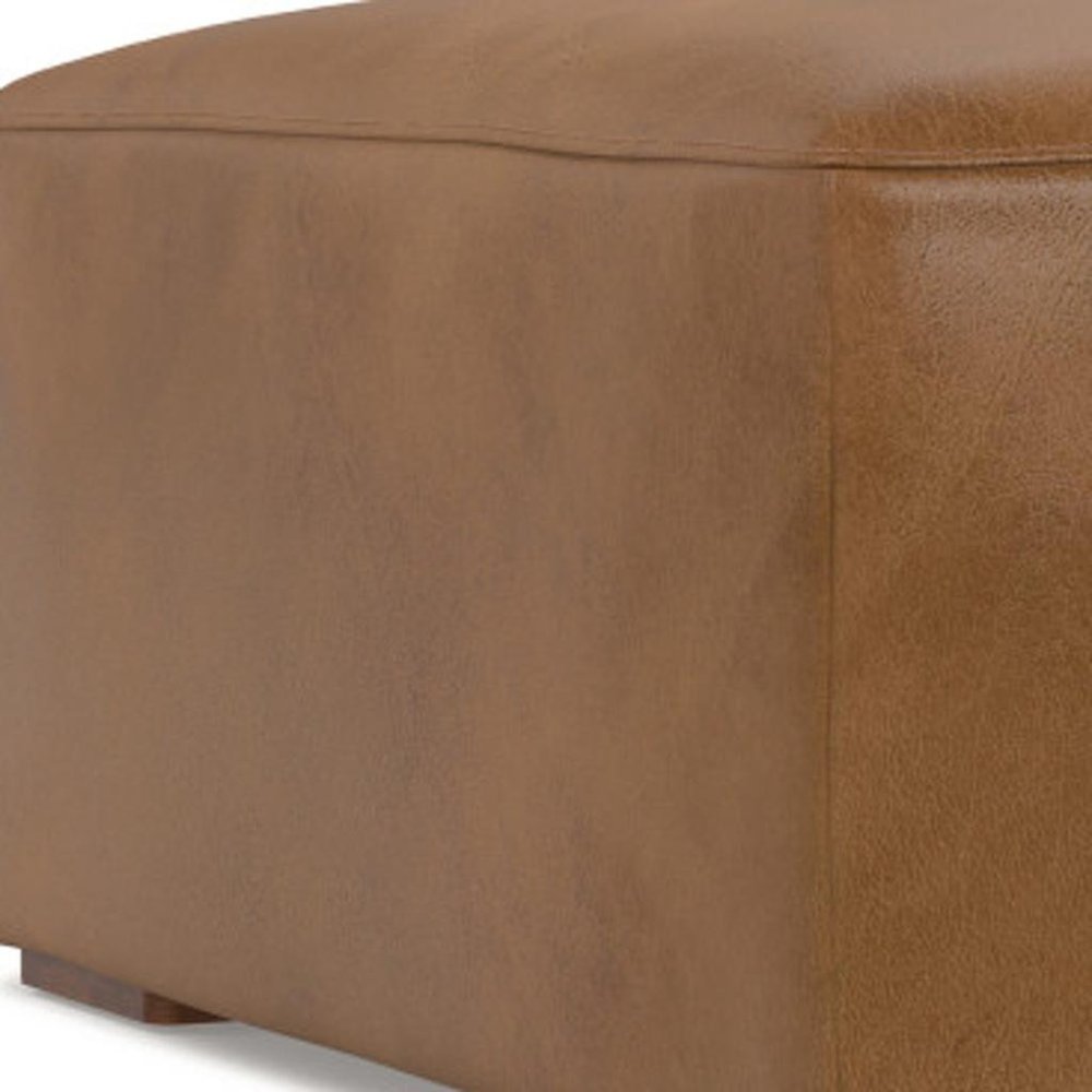 34" Sienna and Brown Leather Ottoman — view 15