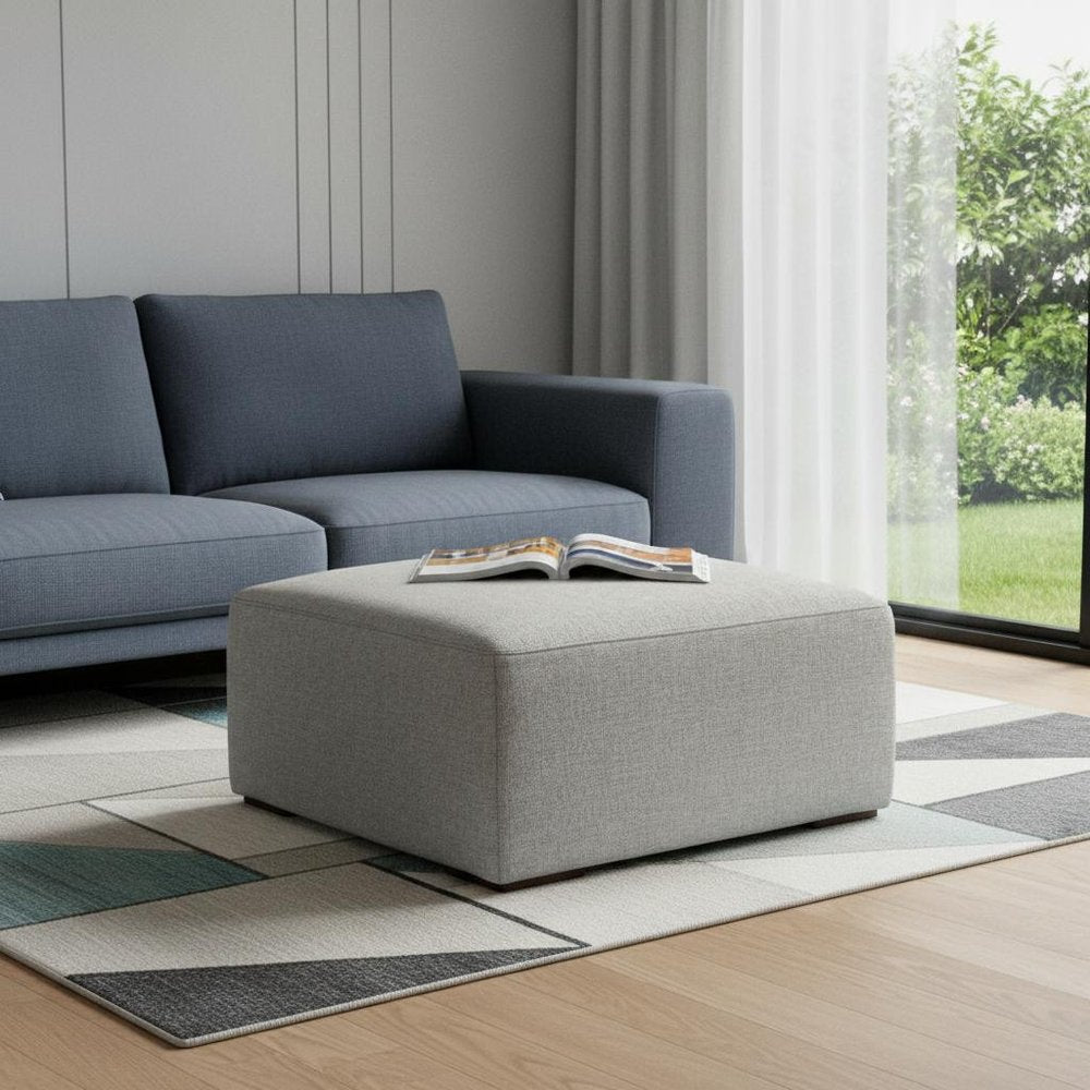 34" Gray and Brown Fabric Cocktail Ottoman HomeRoots