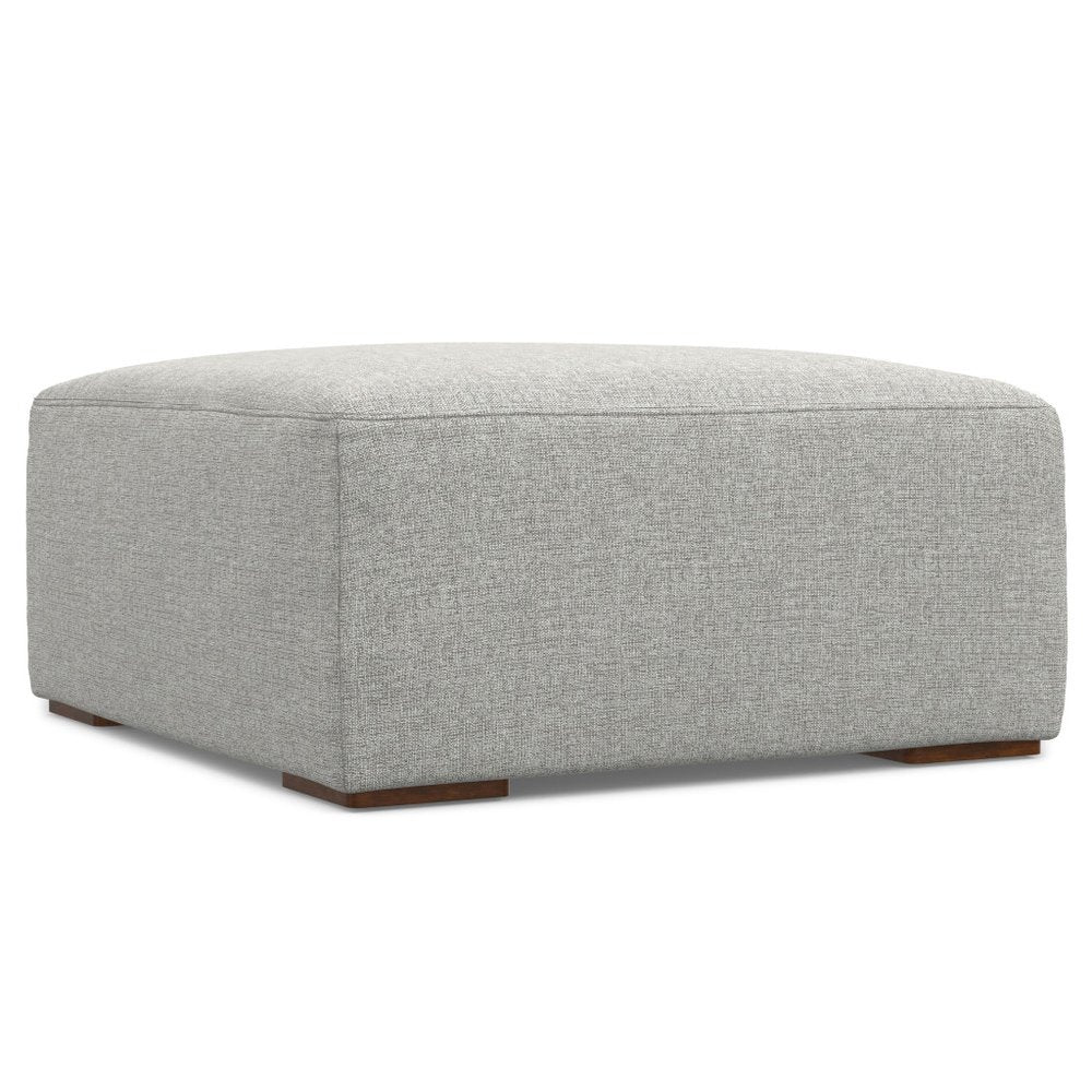 34" Gray and Brown Fabric Cocktail Ottoman — view 1