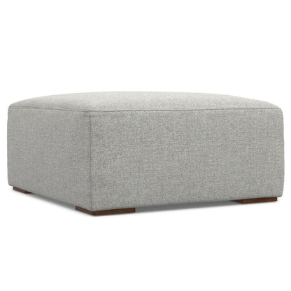 34" Gray and Brown Fabric Cocktail Ottoman