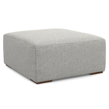 34" Gray and Brown Fabric Cocktail Ottoman HomeRoots
