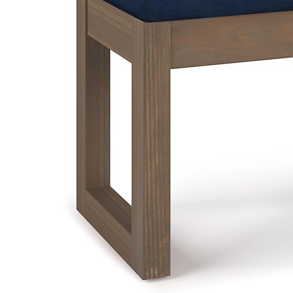 27" Dark Blue And Brown Faux Leather Footstool — view 5