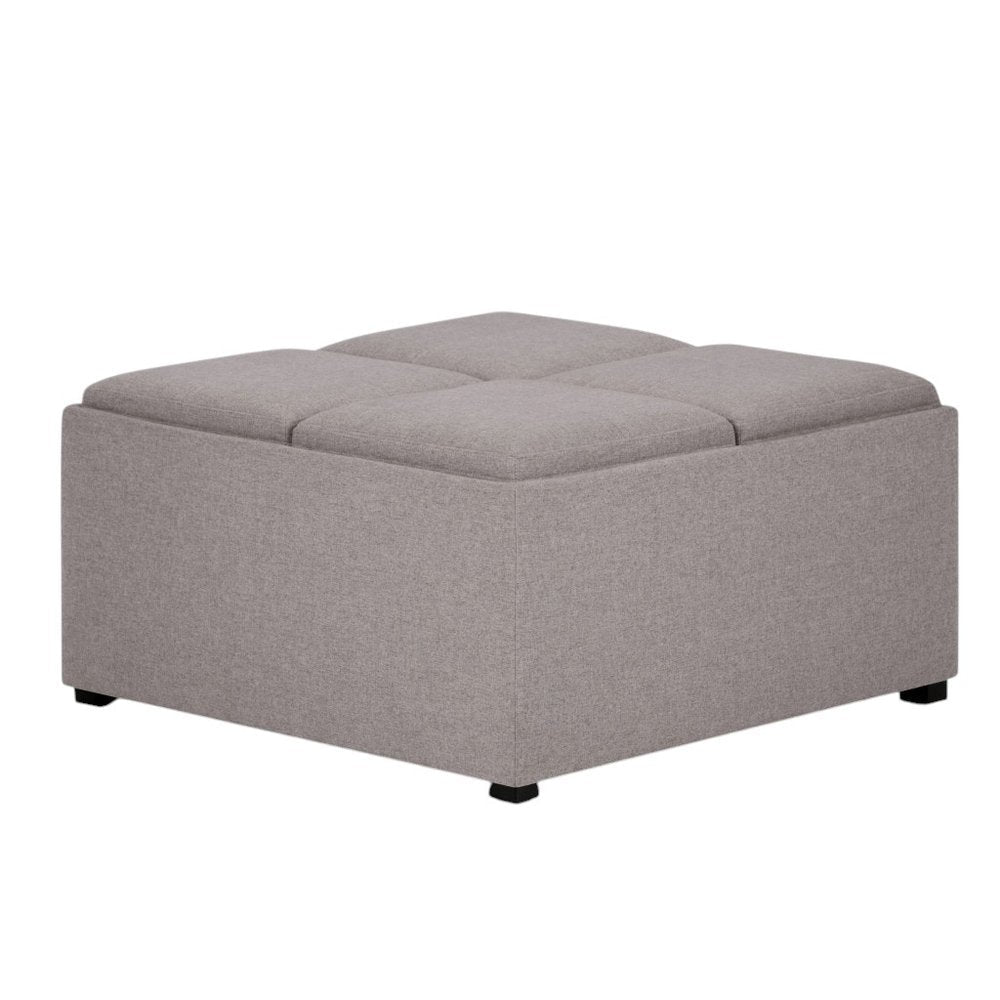 35" Slate Gray And Dark Brown Upholstery Ottoman With Storage HomeRoots