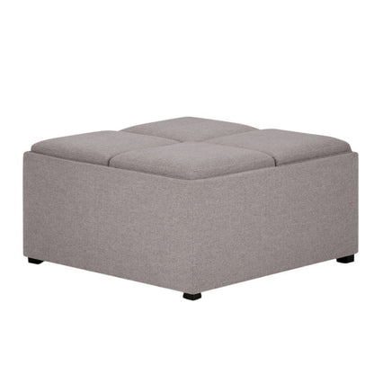 35" Slate Gray And Dark Brown Upholstery Ottoman With Storage HomeRoots
