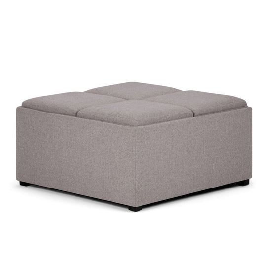 35" Slate Gray And Dark Brown Upholstery Ottoman With Storage
