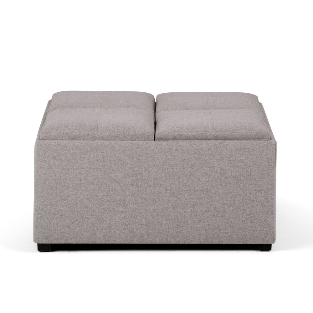 35" Slate Gray And Dark Brown Upholstery Ottoman With Storage