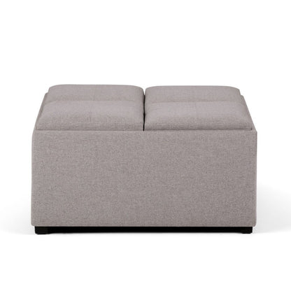 35" Slate Gray And Dark Brown Upholstery Ottoman With Storage
